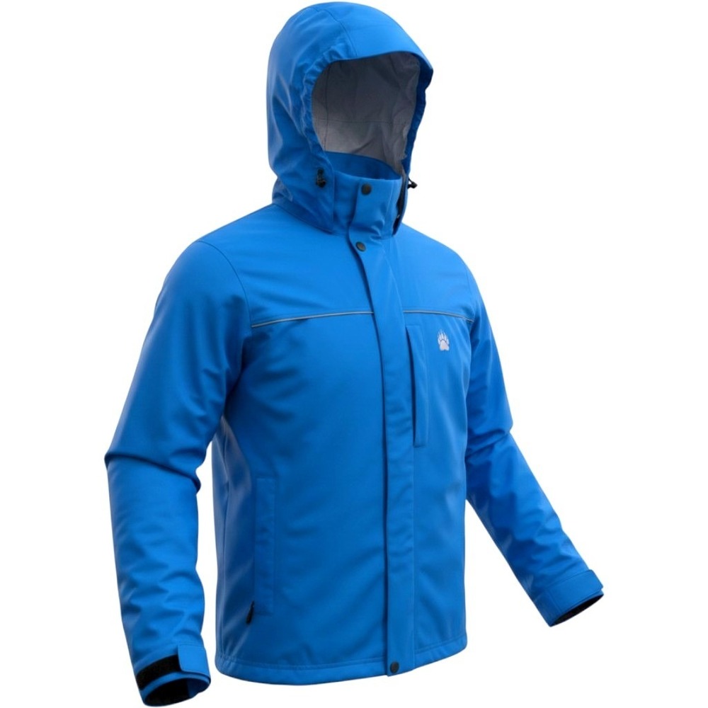 Alaskan Hardgear Men Large Blue Hooded Rain Jacket Reflective Nylon Utility Gear